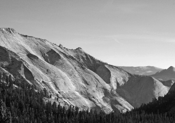 Black and white photo of Yosemite Valley. Photo by Curtis Mekemson.