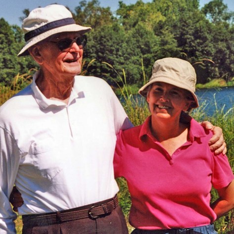 John Dallen and his daughter, Peggy Mekemson, on the American River Parkway in Sacramento, California.