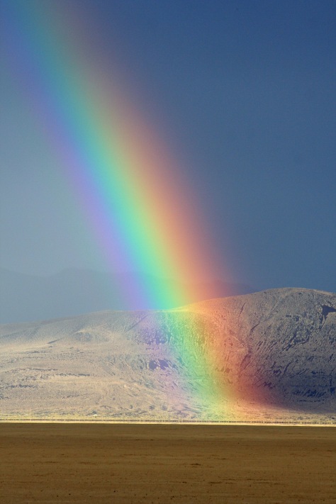 But the desert also has great beauty, as this rainbow at Burning Man demonstrates.