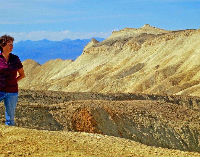Peggy Mekemson checks out the view at Twenty Mule Team Canyon in Death Valley.
