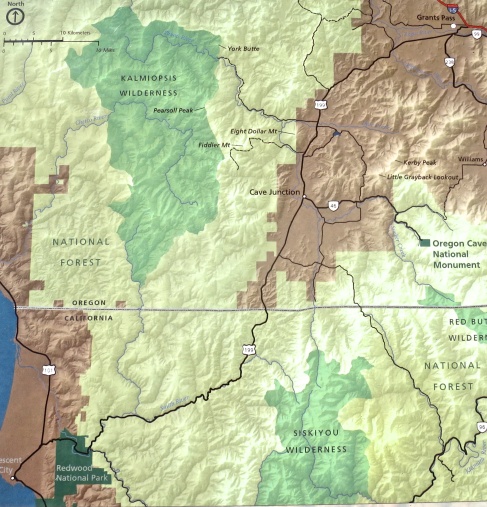 This map shows the location of Oregon Caves National Monument.