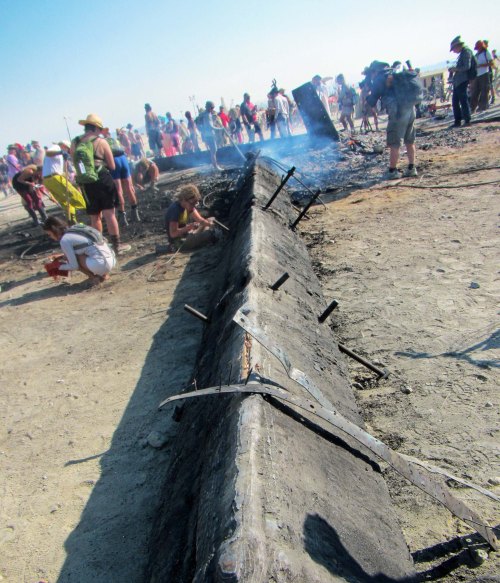 Remains of the burned Man at Burning Man 2014.
