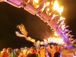 Burning Man dragon created by Flaming Lotus Girls for Burning Man.