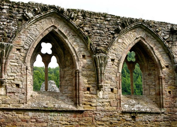 Tintern Abbey windows looking out on forests
