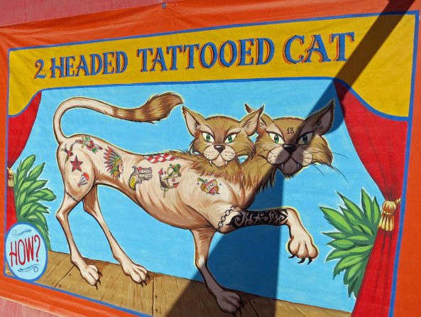 Following are three sideshow posters that I found particularly amusing including this tattooed cat.