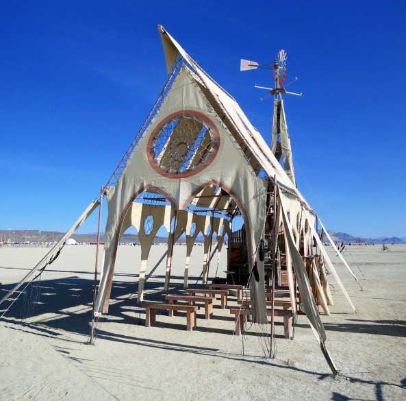 Front view of Prairie Wind Chapel at Burning Man 2015 