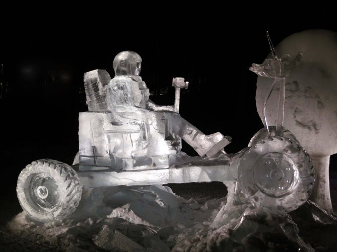 " Mission on Mars" ice carving sculpture at the 2016 World Ice Art Championships in Fairbanks, Alaska.