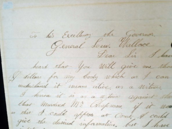 A letter of appeal that Billy wrote to Governor Lew Wallace who had been appointed to clean up the mess in Lincoln County and the corruption in New Mexico's government. What interested me was how neat, and how well written the letter was.