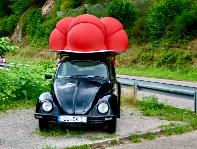 Photo of VW wearing a Bollenhut  at the Open Air Museum in the Black Forest by Curt Mekemson.